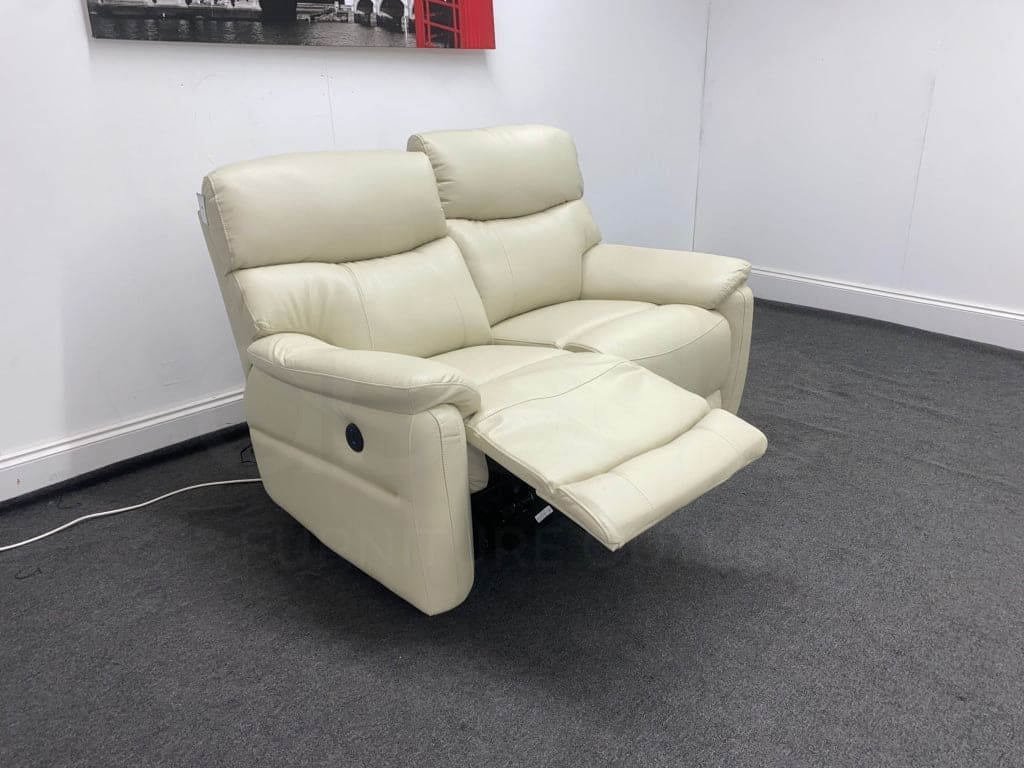 Dfs Pryme Ivory / Cream Leather Electric Power Reclining 3 Seater 2 & Armchair Sofa Suite Set