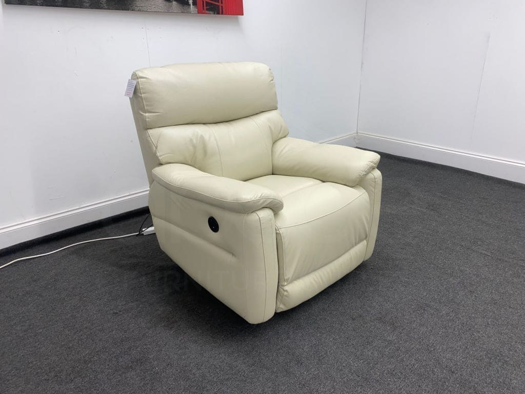 Dfs Pryme Ivory / Cream Leather Electric Power Reclining 3 Seater 2 & Armchair Sofa Suite Set