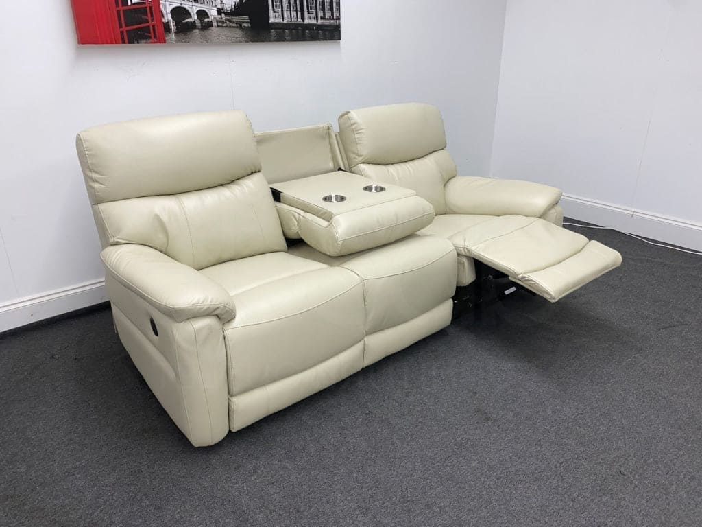 Dfs Pryme Ivory / Cream Leather Electric Power Reclining 3 Seater 2 & Armchair Sofa Suite Set