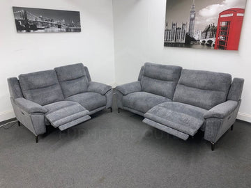 Dfs Wren Charcoal Fabric Electric / Power Reclining 3 Seater + 2 Sofa Suite Set