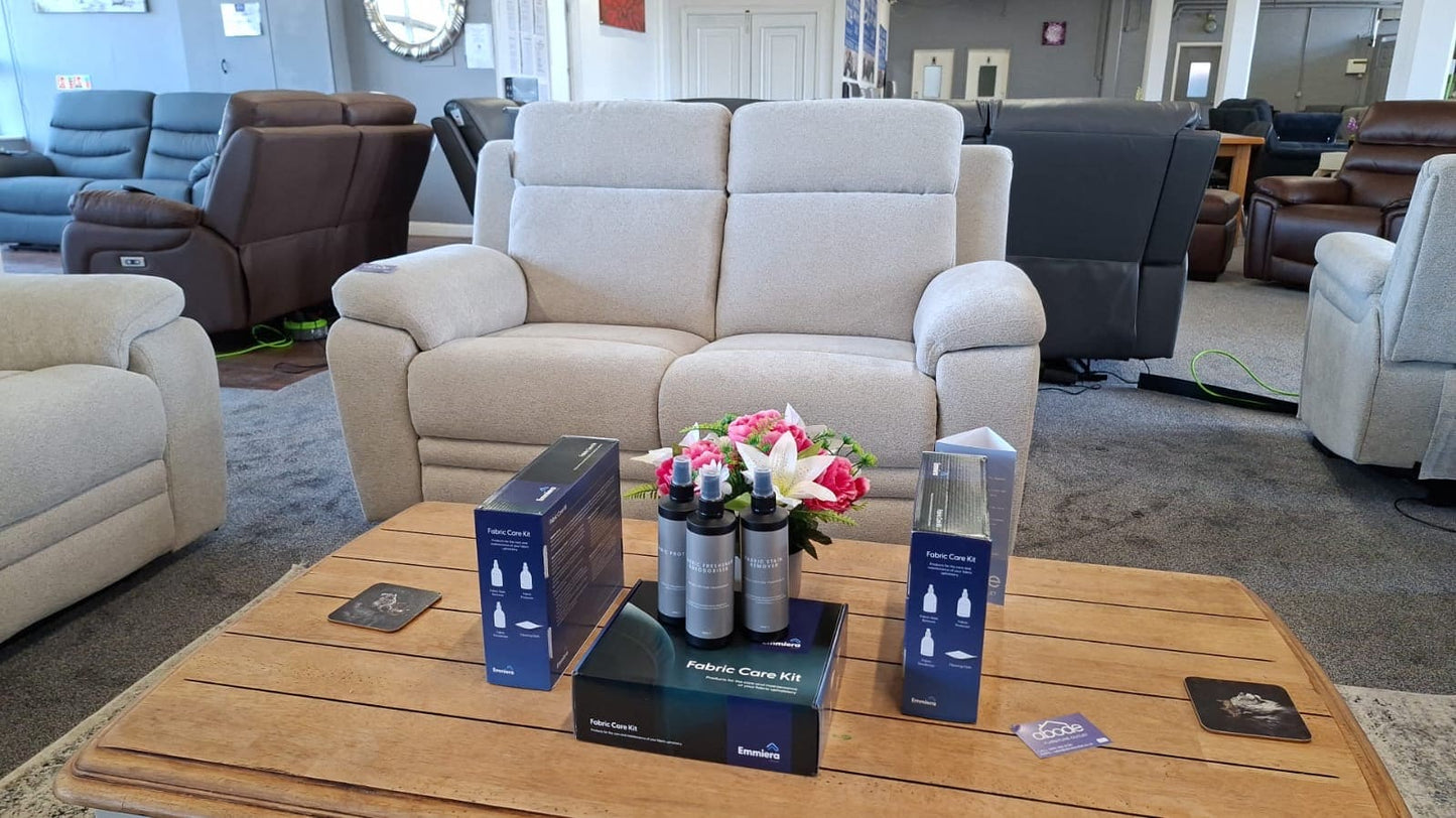 DFS Barratt Clearance Package -  Electric Reclining 3 Seater + 2 Seater Sofa Set in Ivory Fabric With USB Charging Ports