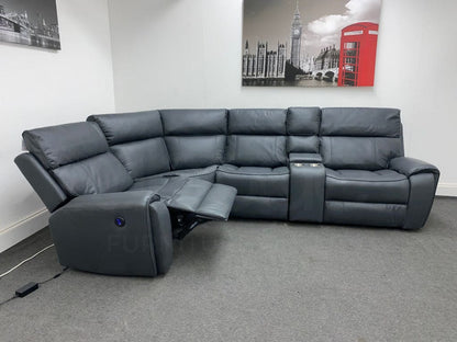 Electric Recliner Grey Fabric Lhf Corner Sofa Sofas