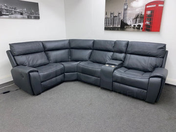 Electric Recliner Grey Fabric Lhf Corner Sofa Sofas