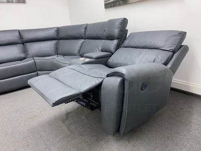 Electric Recliner Grey Fabric Lhf Corner Sofa Sofas