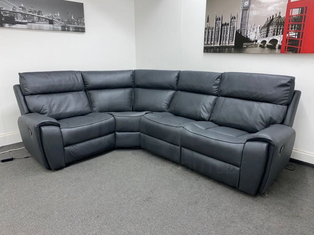 Electric Recliner Grey Fabric Lhf Corner Sofa Without Console Sofas