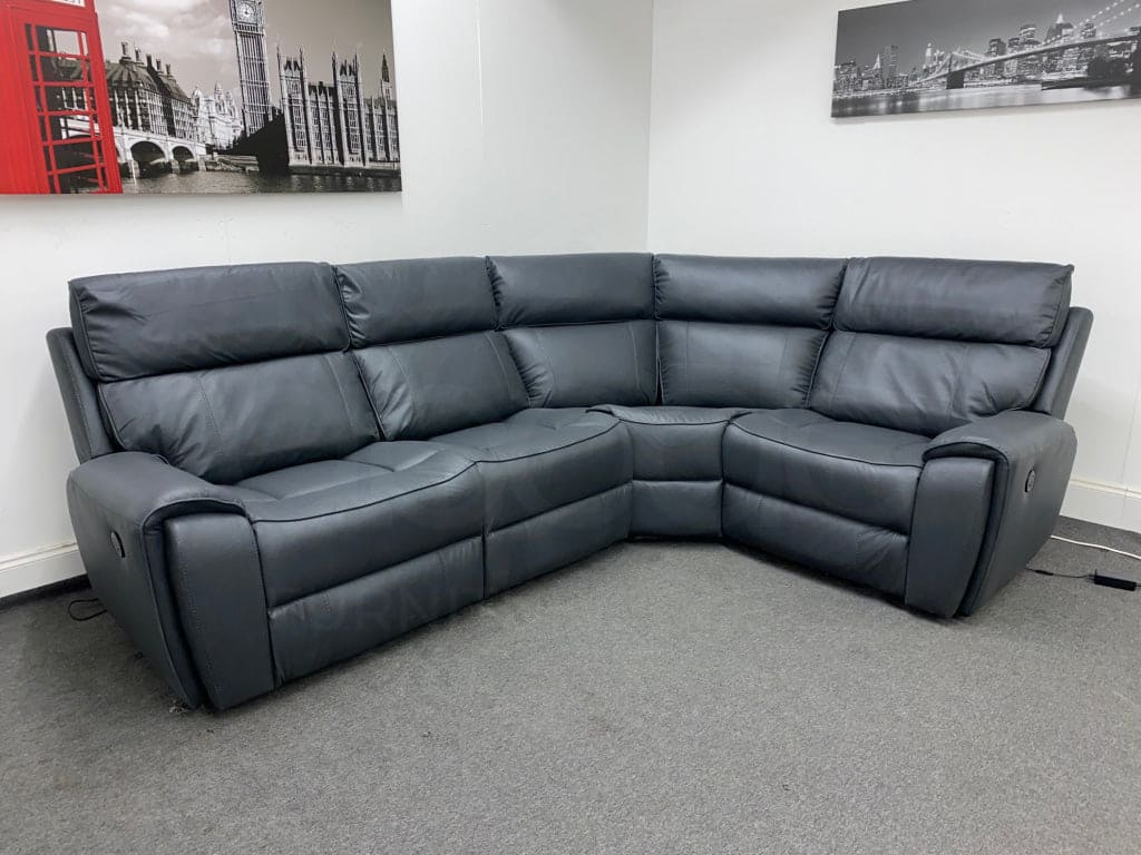Electric Recliner Grey Fabric Rhf Corner Sofa Without Console Sofas