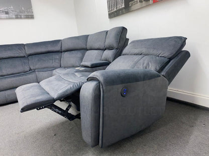 Electric Recliner Grey Velvet Lhf Corner Sofa Sofas