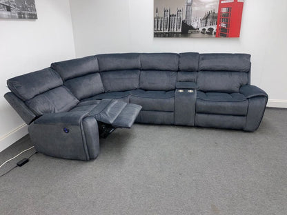 Electric Recliner Grey Velvet Lhf Corner Sofa Sofas