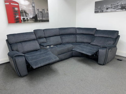 Electric Recliner Grey Velvet Rhf Corner Sofa Sofas