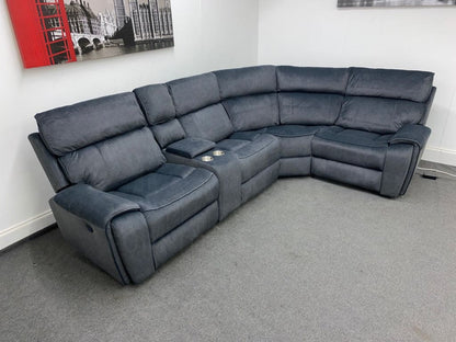 Electric Recliner Grey Velvet Rhf Corner Sofa Sofas