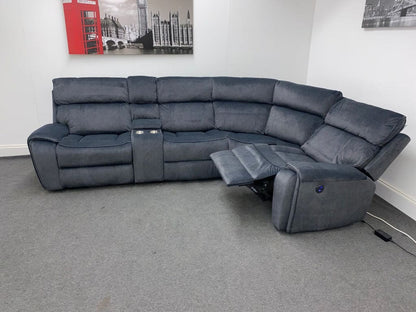 Electric Recliner Grey Velvet Rhf Corner Sofa Sofas