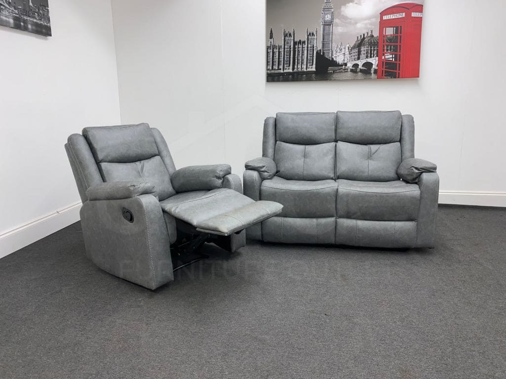 Endurance Janus Grey Fabric Reclining 2 + 1 Seater Sofa Set Sofas