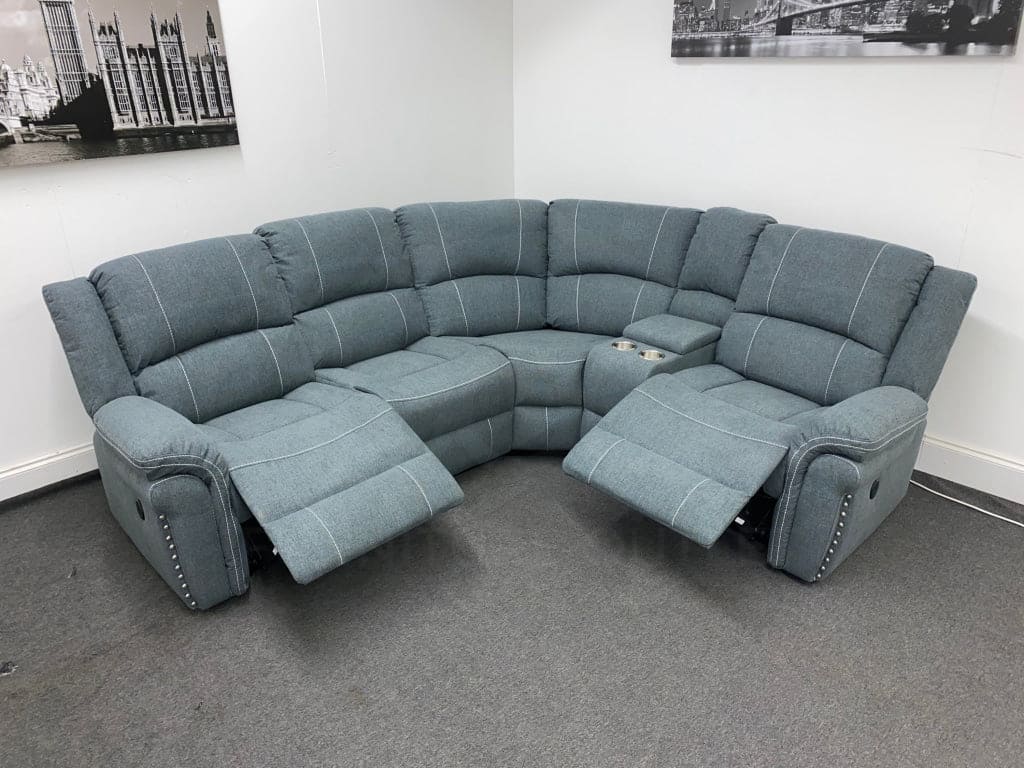 “Finsbury Express’ Grey Fabric Electric Recliner Rhf Modular Corner Sofa Sofas
