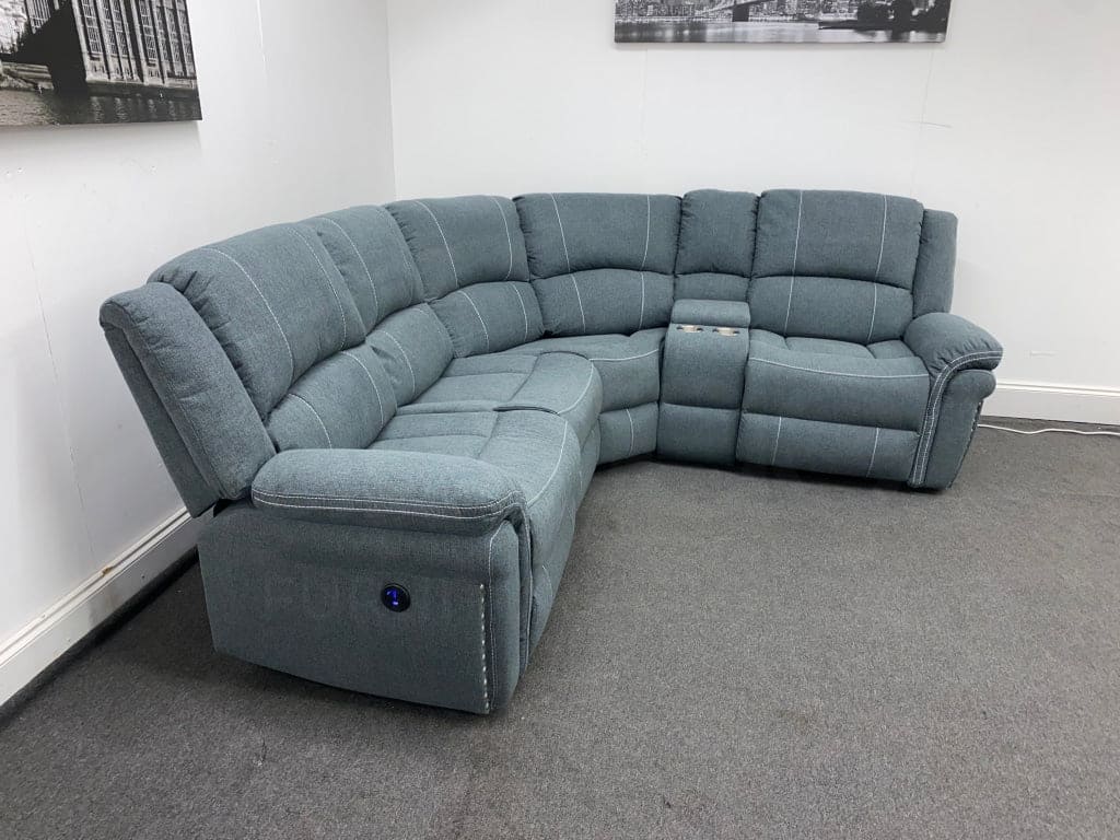 “Finsbury Express’ Grey Fabric Electric Recliner Rhf Modular Corner Sofa Sofas