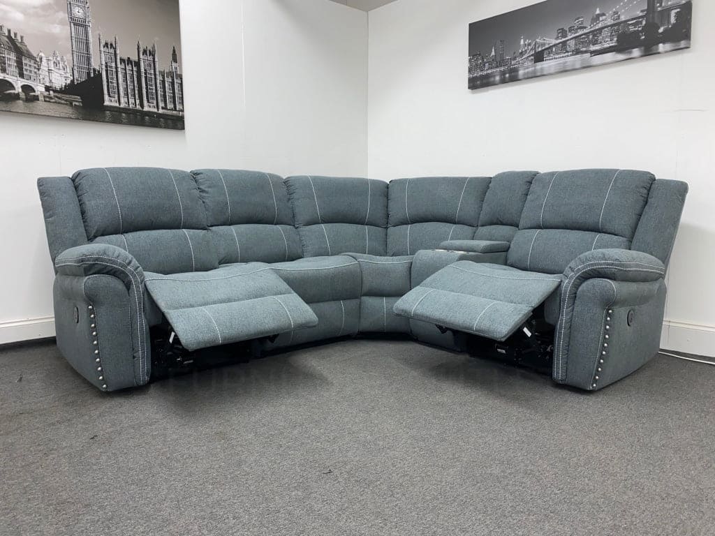 “Finsbury Express’ Grey Fabric Electric Recliner Rhf Modular Corner Sofa Sofas