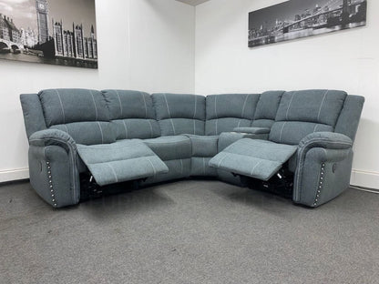 “Finsbury Express’ Grey Fabric Electric Recliner Rhf Modular Corner Sofa Sofas