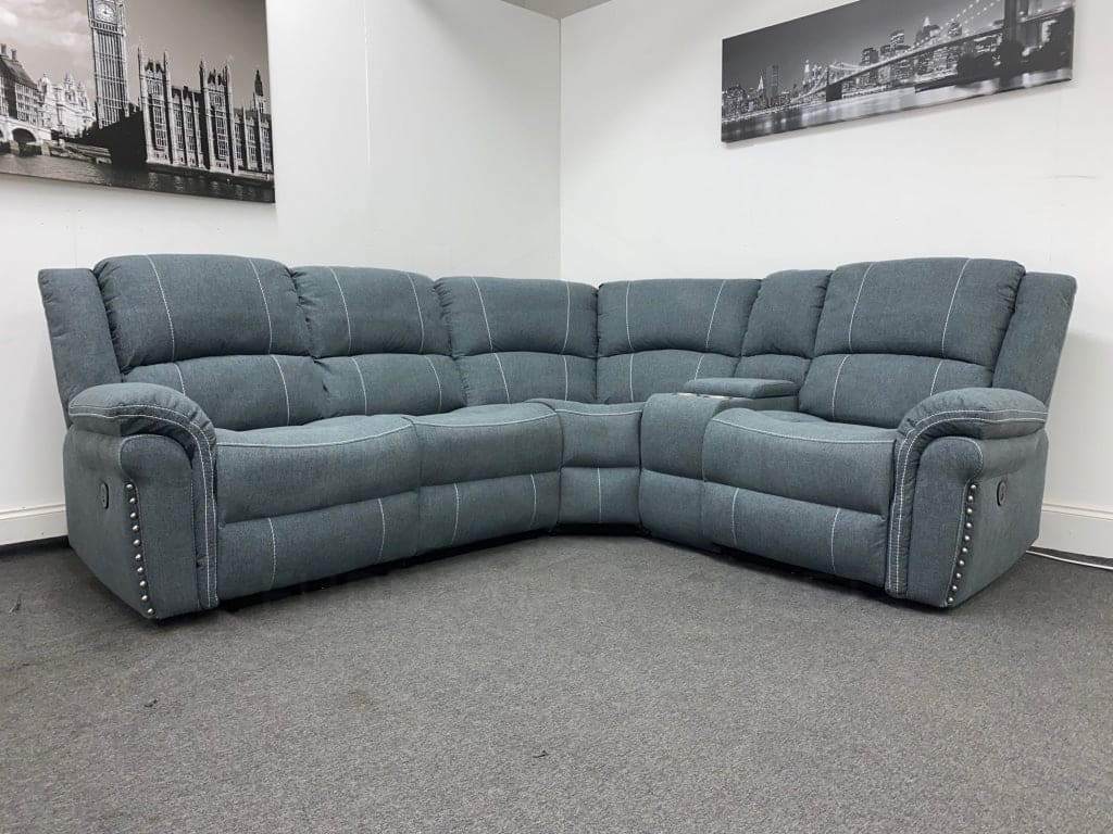 “Finsbury Express’ Grey Fabric Electric Recliner Rhf Modular Corner Sofa Sofas