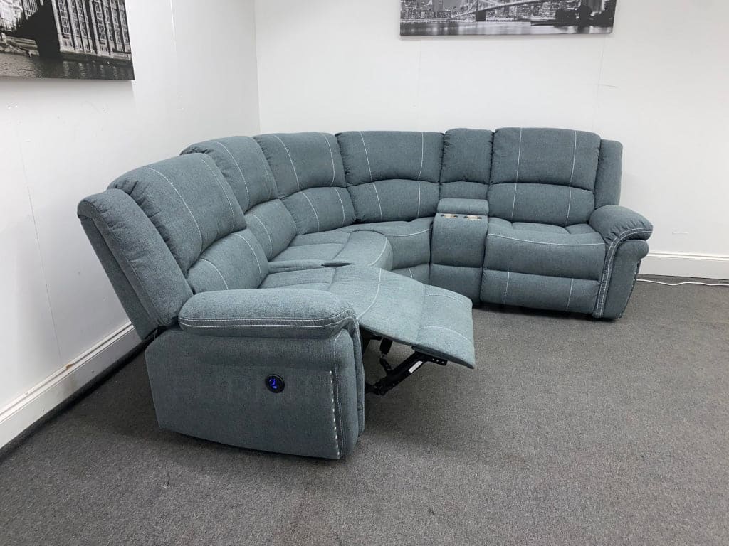 “Finsbury Express’ Grey Fabric Electric Recliner Rhf Modular Corner Sofa Sofas