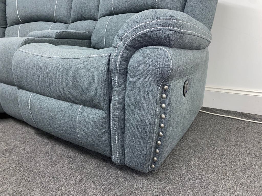 “Finsbury Express’ Grey Fabric Electric Recliner Rhf Modular Corner Sofa Sofas