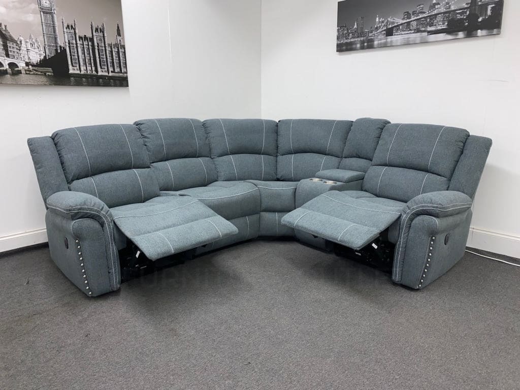 “Finsbury Express’ Grey Fabric Electric Recliner Rhf Modular Corner Sofa Sofas