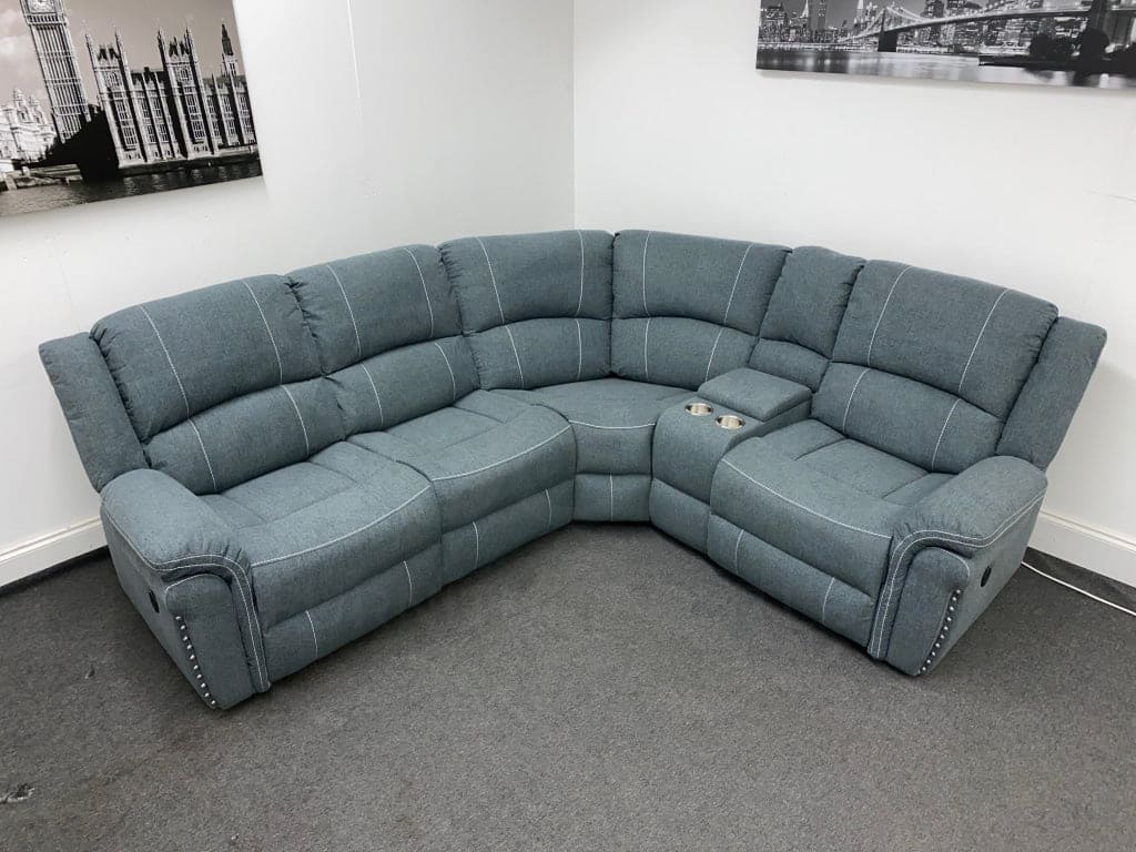 “Finsbury Express’ Grey Fabric Electric Recliner Rhf Modular Corner Sofa Sofas