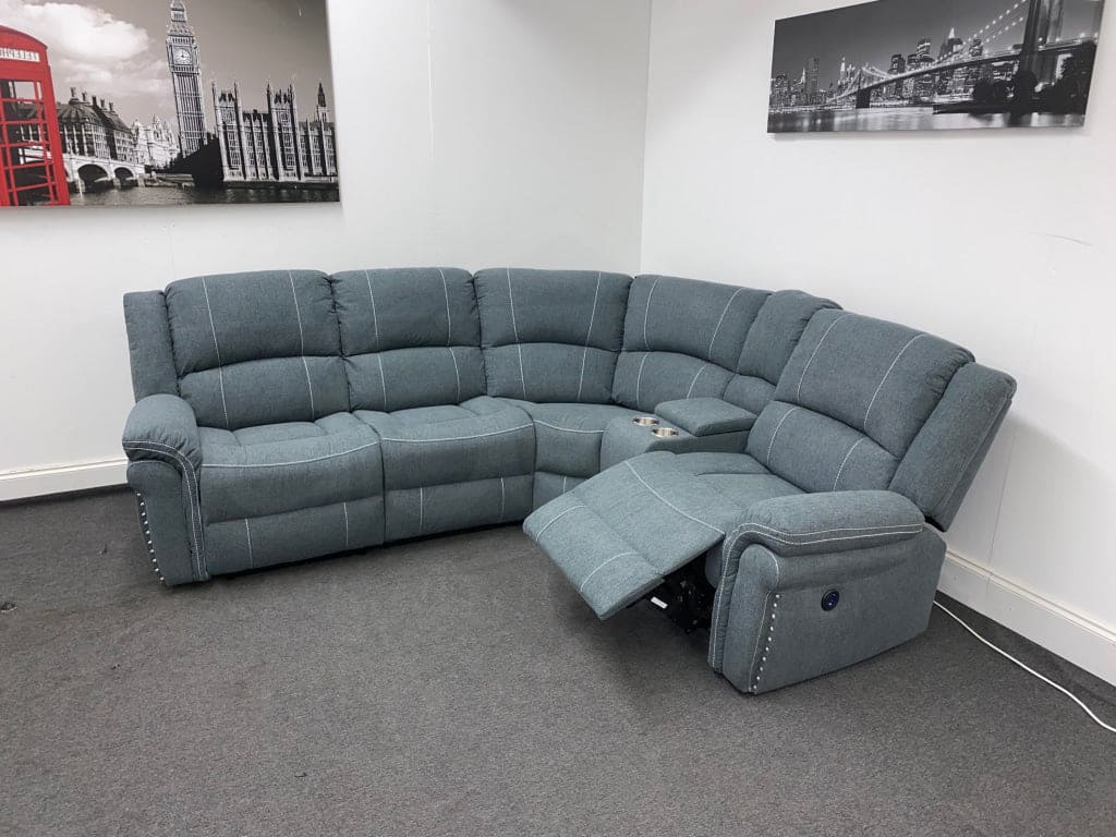 “Finsbury Express’ Grey Fabric Electric Recliner Rhf Modular Corner Sofa Sofas