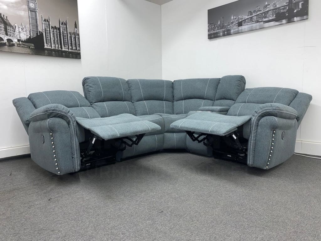 “Finsbury Express’ Grey Fabric Electric Recliner Rhf Modular Corner Sofa Sofas