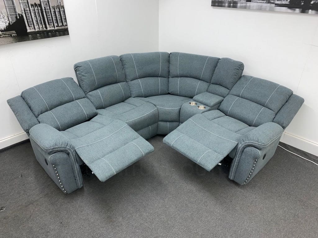 “Finsbury Express’ Grey Fabric Electric Recliner Rhf Modular Corner Sofa Sofas