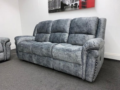 Bella Grey Plush Velvet 3 + 2 Seater Power Reclining Sofa Set