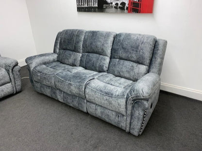 Bella Grey Plush Velvet 3 + 2 Seater Power Reclining Sofa Set