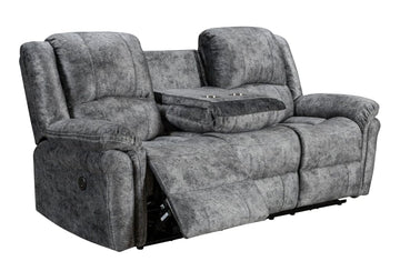 ’Finsbury Express’ Grey Plush Velvet 3 Seater Electric Reclining Sofa Sofas