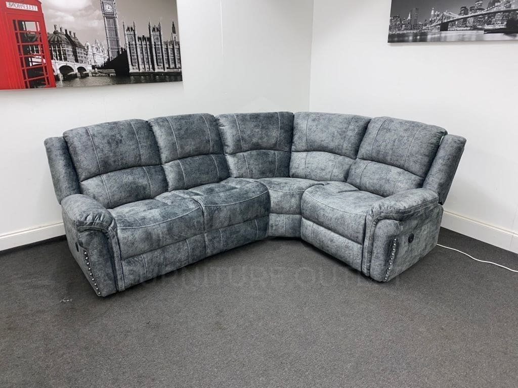 ’Finsbury Express’ Grey Plush Velvet Electric Reclining Left & Right Hand Facing Modular Corner