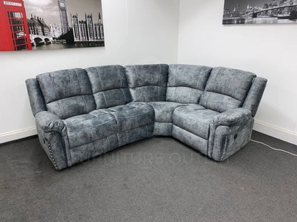 ’Finsbury Express’ Grey Plush Velvet Electric Reclining Left & Right Hand Facing Modular Corner