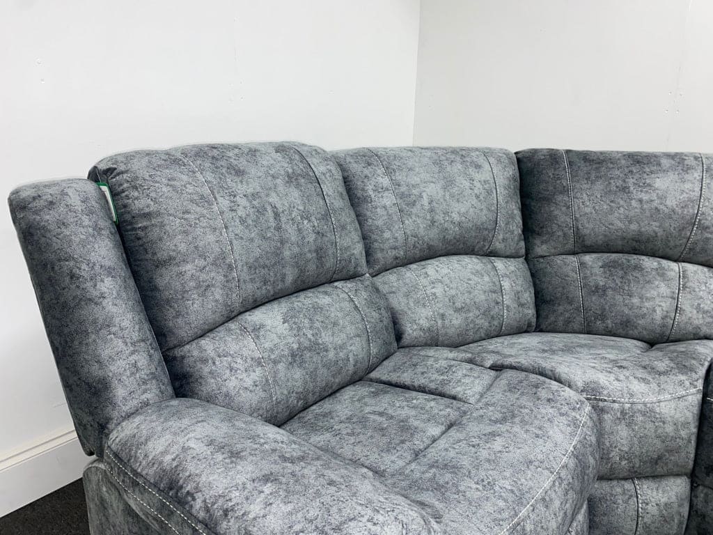 ’Finsbury Express’ Grey Plush Velvet Electric Recliner Lhf Modular Corner Sofa Sofas