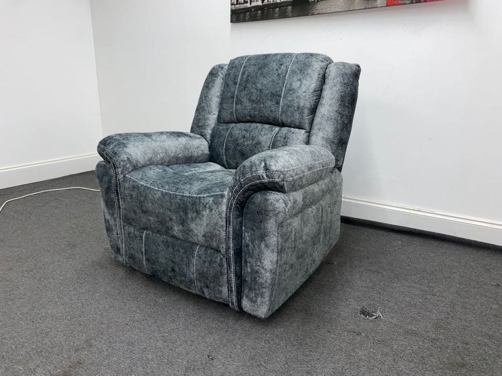 Finsbury Grey Velvet Fabric Power Recliner Armchair Sofas