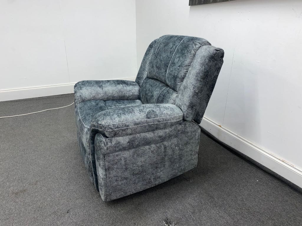 Finsbury Grey Velvet Fabric Power Recliner Armchair Sofas