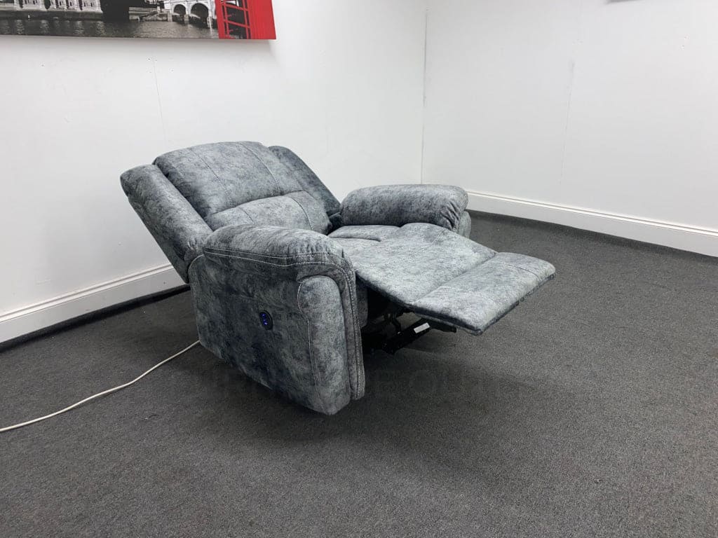 Finsbury Grey Velvet Fabric Power Recliner Armchair Sofas