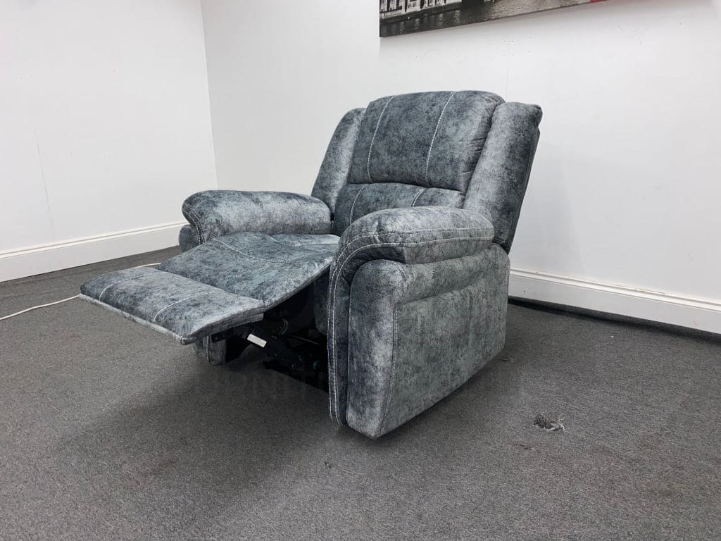 Finsbury Grey Velvet Fabric Power Recliner Armchair Sofas