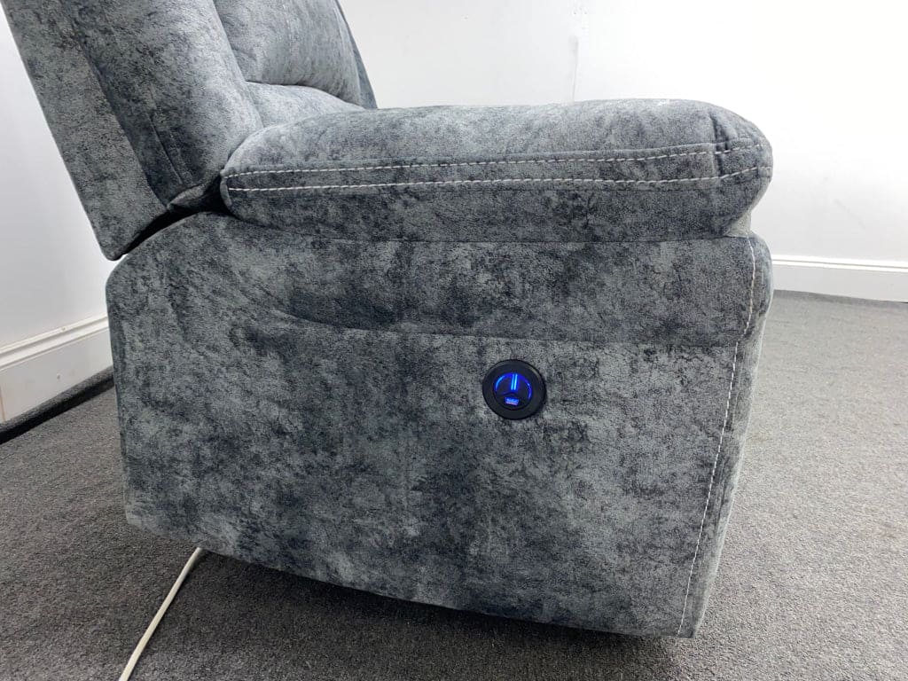 Finsbury Grey Velvet Fabric Power Recliner Armchair Sofas