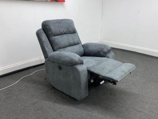 Goodwood Electric Reclining Charcoal Grey Fabric Armchair 1 Seater Sofa + Usb Ports Sofas