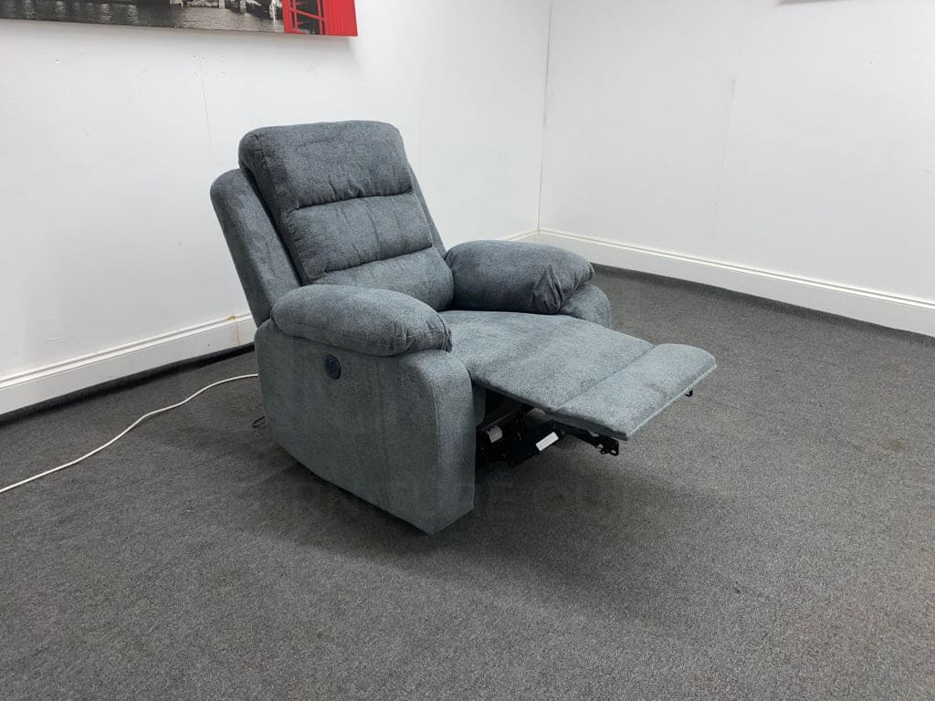 Goodwood Electric Reclining Charcoal Grey Fabric Armchair 1 Seater Sofa + Usb Ports Sofas