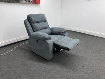 Goodwood Electric Reclining Charcoal Grey Fabric Armchair 1 Seater Sofa + Usb Ports Sofas