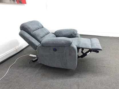 Goodwood Electric Reclining Charcoal Grey Fabric Armchair 1 Seater Sofa + Usb Ports Sofas