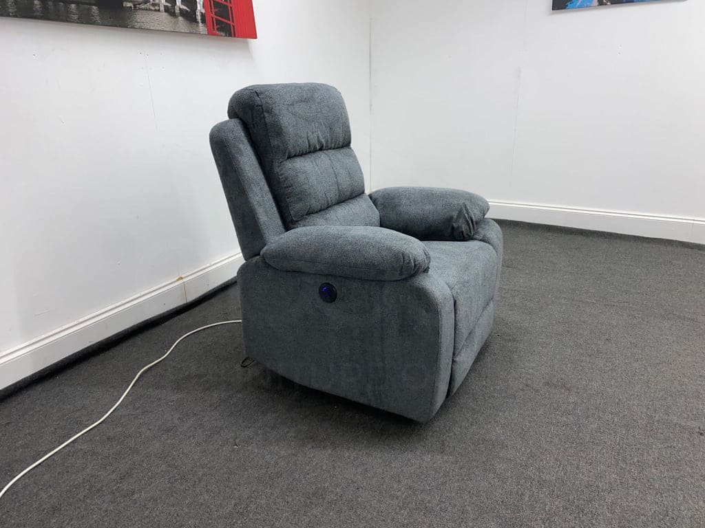 Goodwood Electric Reclining Charcoal Grey Fabric Armchair 1 Seater Sofa + Usb Ports Sofas