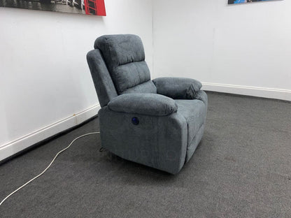 Goodwood Electric Reclining Charcoal Grey Fabric Armchair 1 Seater Sofa + Usb Ports Sofas