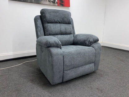 Goodwood Electric Reclining Charcoal Grey Fabric Armchair 1 Seater Sofa + Usb Ports Sofas