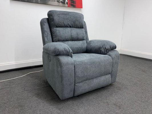 Goodwood Electric Reclining Charcoal Grey Fabric Armchair 1 Seater Sofa + Usb Ports Sofas