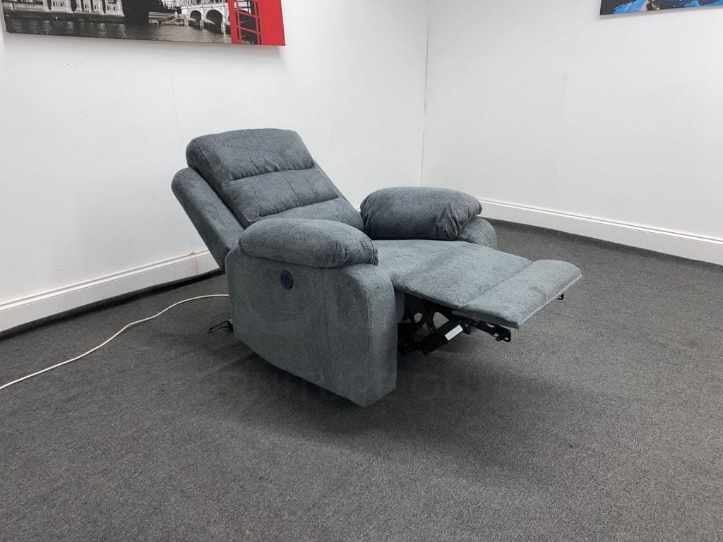Goodwood Electric Reclining Charcoal Grey Fabric Armchair 1 Seater Sofa + Usb Ports Sofas