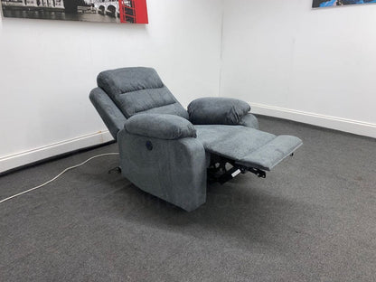 Goodwood Electric Reclining Charcoal Grey Fabric Armchair 1 Seater Sofa + Usb Ports Sofas