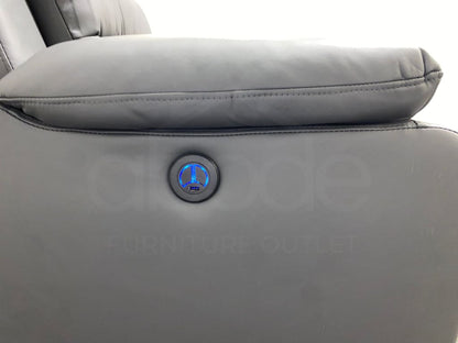 Goodwood Electric Reclining Charcoal Grey Leather Armchair 1 Seater Sofa + Usb Ports Sofas